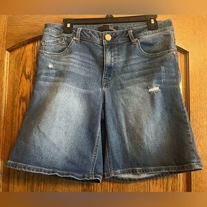 1822 Denim Blue Lightly Distressed Jean Shorts